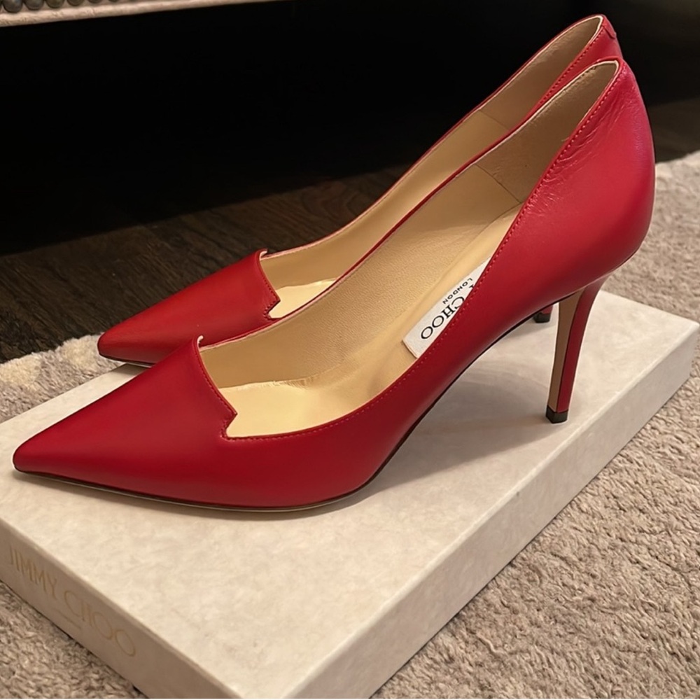 Authentic Jimmy Choo Alia Red Leather Pump 3.5 inches - Picture 2 of 4